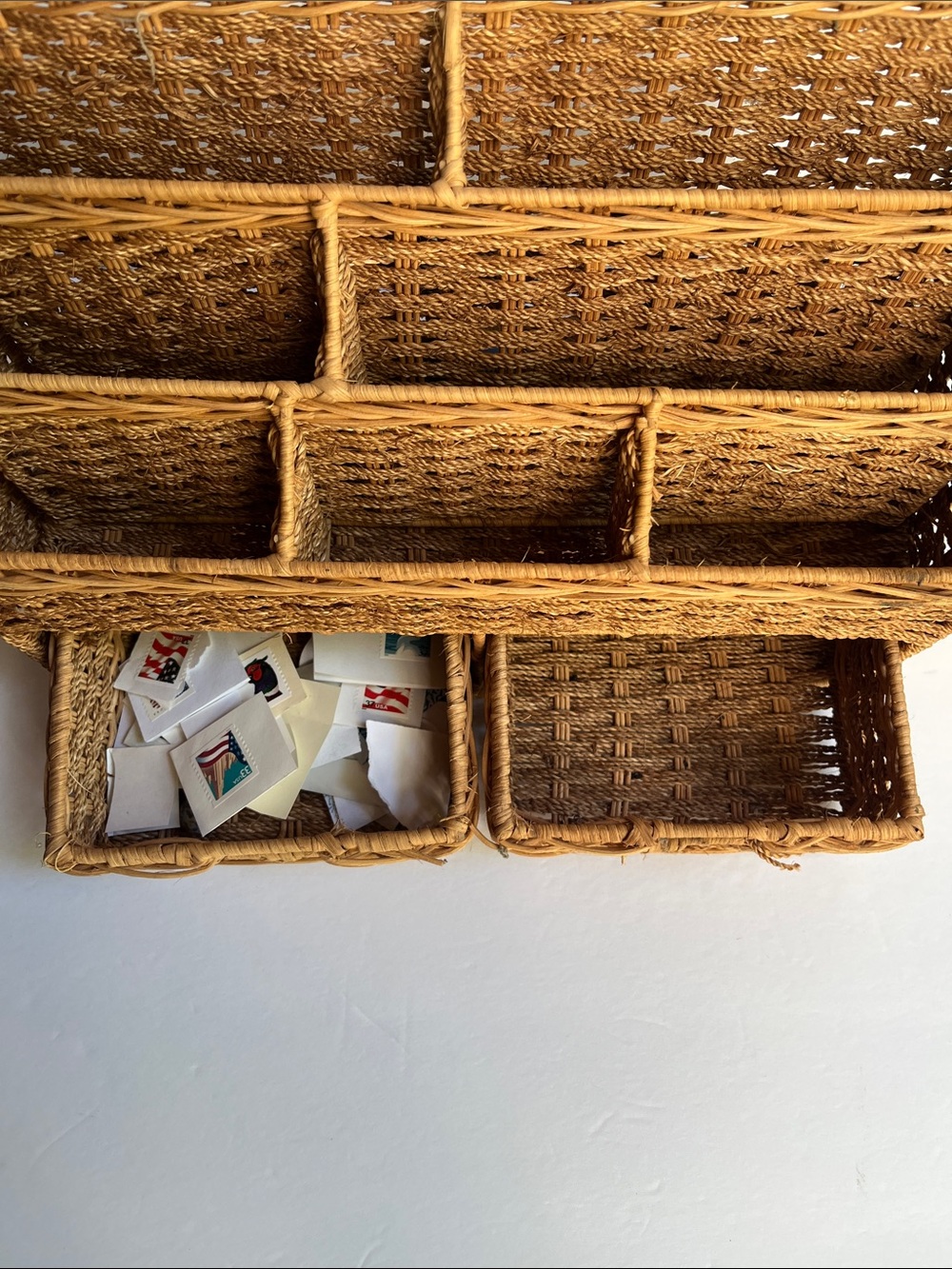 Vintage Wicker Woven Rattan Desk Organizer Office Storage - Picture 3 of 8